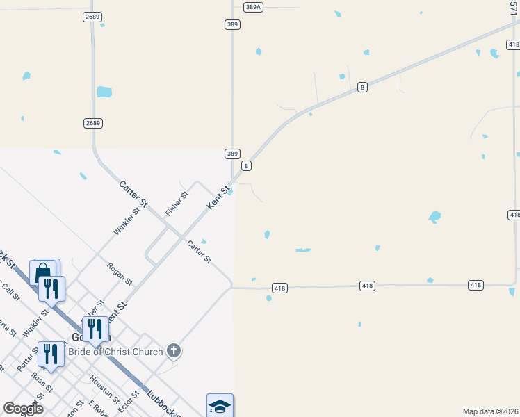 map of restaurants, bars, coffee shops, grocery stores, and more near 2509 Farm to Market 8 in Gorman