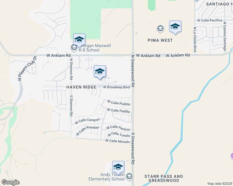 map of restaurants, bars, coffee shops, grocery stores, and more near 2651 West Broadway Boulevard in Tucson