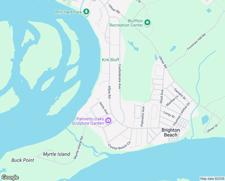 map of restaurants, bars, coffee shops, grocery stores, and more near 116 State Road S-7-679 in Bluffton