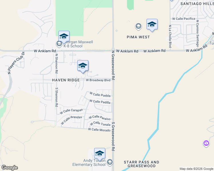 map of restaurants, bars, coffee shops, grocery stores, and more near 2534 West Calle Puebla in Tucson