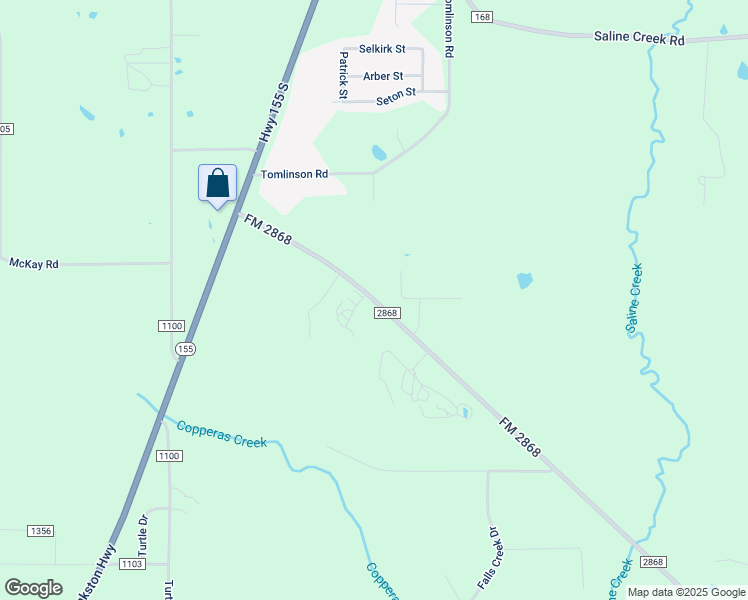 map of restaurants, bars, coffee shops, grocery stores, and more near 14100 FM 2868 in Flint