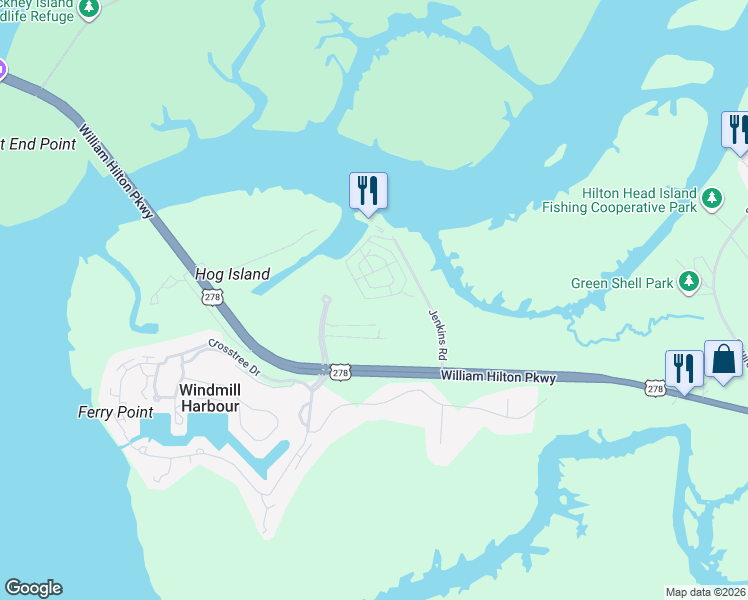 map of restaurants, bars, coffee shops, grocery stores, and more near 43 Jenkins Road in Yemassee