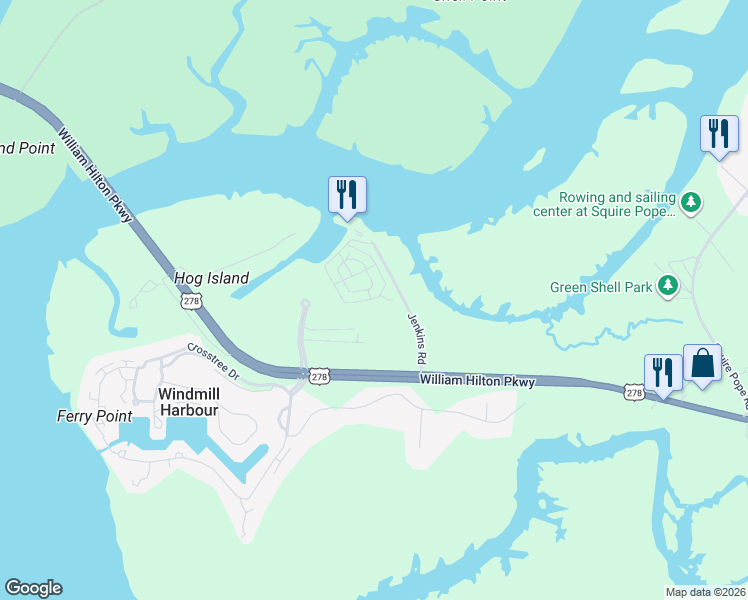 map of restaurants, bars, coffee shops, grocery stores, and more near 43 Jenkins Rd in Yemassee