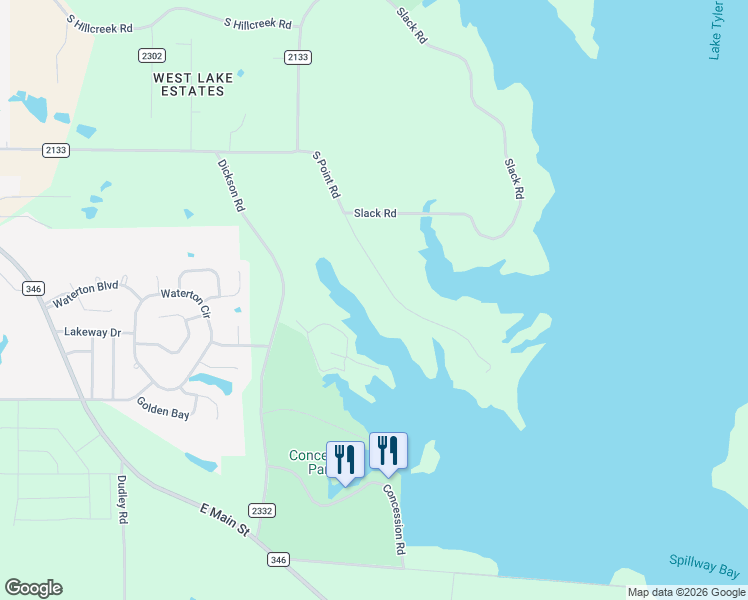 map of restaurants, bars, coffee shops, grocery stores, and more near 17578 Southpoint Road in Whitehouse