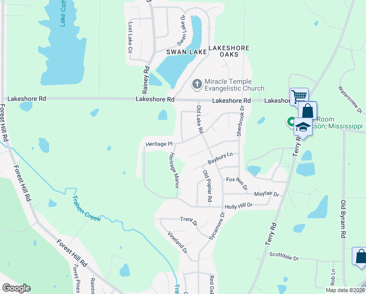 map of restaurants, bars, coffee shops, grocery stores, and more near 383 Heritage Place in Jackson