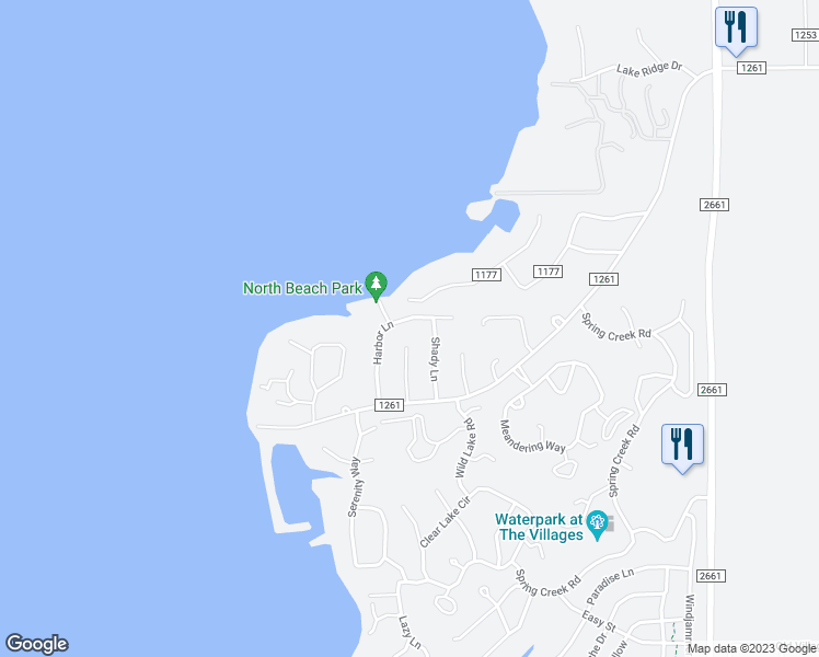 map of restaurants, bars, coffee shops, grocery stores, and more near 17875 Harbor Lane in Flint