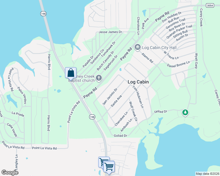 map of restaurants, bars, coffee shops, grocery stores, and more near 14596 San Jacinto Drive in Log Cabin