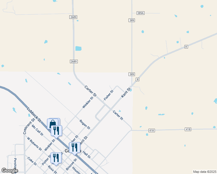 map of restaurants, bars, coffee shops, grocery stores, and more near 1128 Fisher Street in Gorman