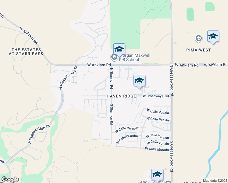map of restaurants, bars, coffee shops, grocery stores, and more near 2880 West Broadway Boulevard in Tucson