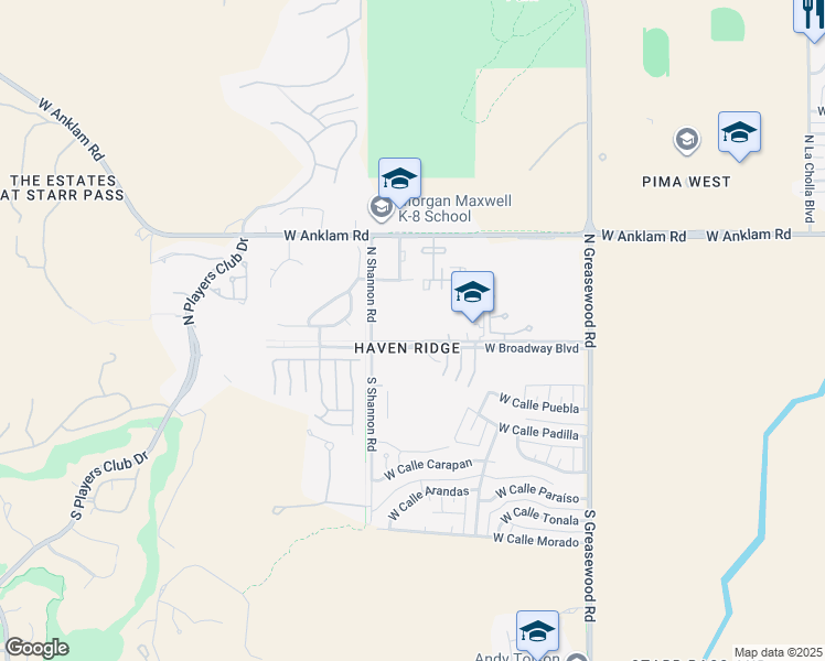 map of restaurants, bars, coffee shops, grocery stores, and more near 5 West Broadway Boulevard in Tucson