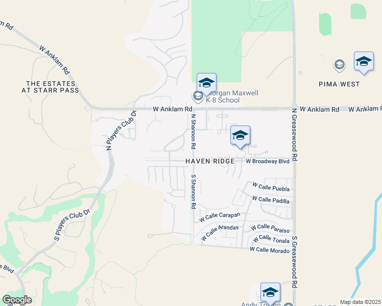 map of restaurants, bars, coffee shops, grocery stores, and more near 2880 West Broadway Boulevard in Tucson