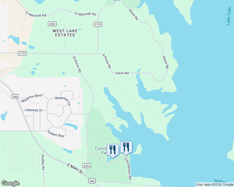 map of restaurants, bars, coffee shops, grocery stores, and more near 17578 Southpoint Road in Whitehouse