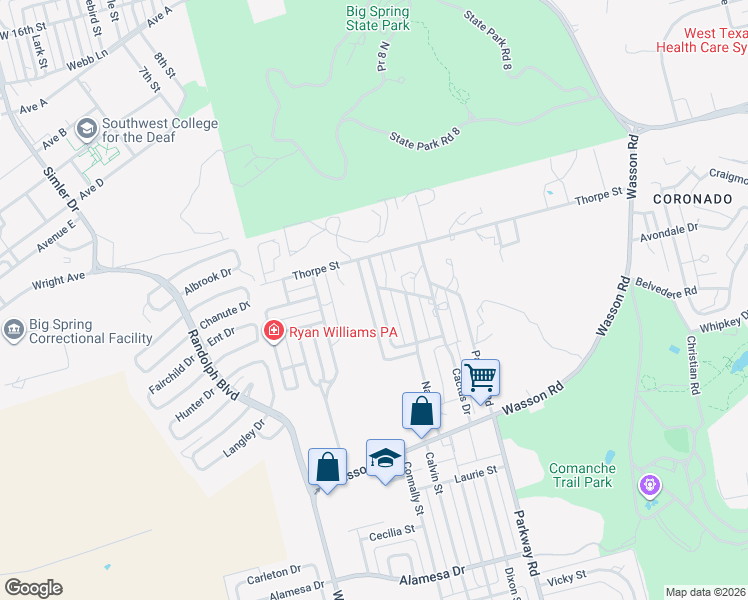 map of restaurants, bars, coffee shops, grocery stores, and more near 2700-2808 Apache Dr in Big Spring