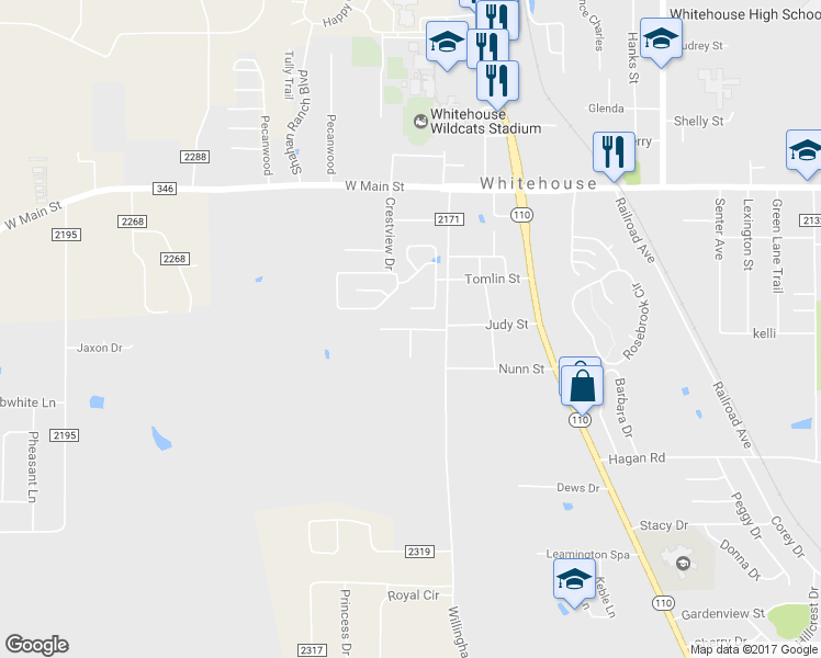 map of restaurants, bars, coffee shops, grocery stores, and more near 400 Lynn Street in Whitehouse