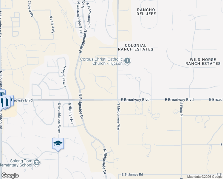 map of restaurants, bars, coffee shops, grocery stores, and more near 25 East Monument Estates Drive in Tucson
