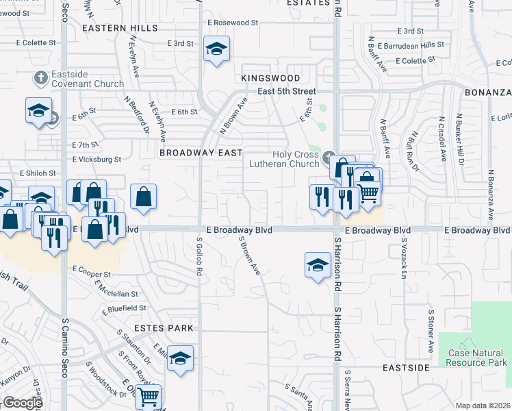 map of restaurants, bars, coffee shops, grocery stores, and more near 25 North Dixie Avenue in Tucson