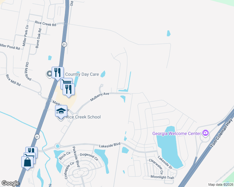 map of restaurants, bars, coffee shops, grocery stores, and more near Unnamed Road in Port Wentworth