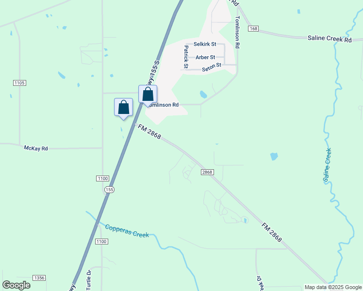 map of restaurants, bars, coffee shops, grocery stores, and more near 14100-14184 Farm to Market 2868 in Flint