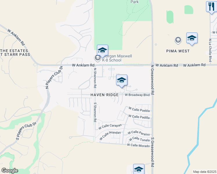 map of restaurants, bars, coffee shops, grocery stores, and more near 5 West Broadway Boulevard in Tucson