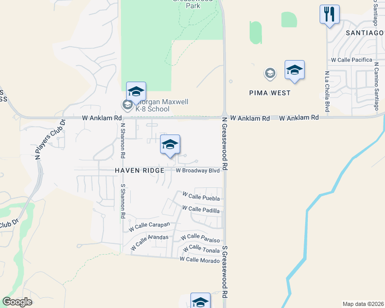 map of restaurants, bars, coffee shops, grocery stores, and more near 275 North Greasewood Road in Tucson