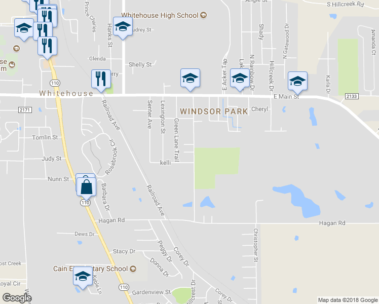 map of restaurants, bars, coffee shops, grocery stores, and more near 506 Village Lane in Whitehouse