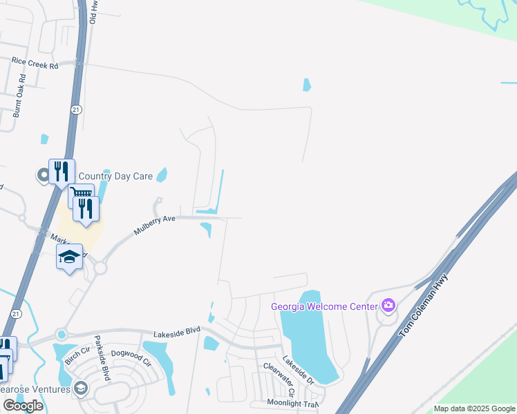 map of restaurants, bars, coffee shops, grocery stores, and more near 3164 Mulberry Blvd in Port Wentworth