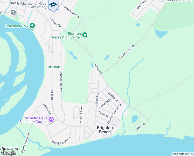 map of restaurants, bars, coffee shops, grocery stores, and more near 46 May River Court in Bluffton