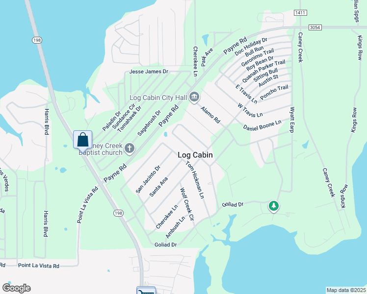 map of restaurants, bars, coffee shops, grocery stores, and more near in Log Cabin