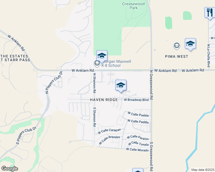 map of restaurants, bars, coffee shops, grocery stores, and more near 2800 West Broadway Boulevard in Tucson