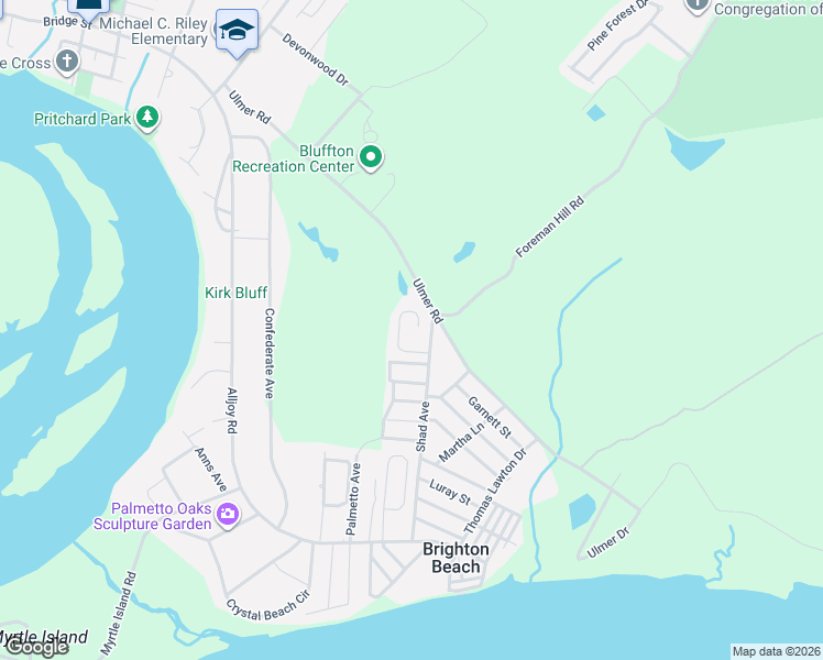 map of restaurants, bars, coffee shops, grocery stores, and more near 46 May River Ct in Bluffton
