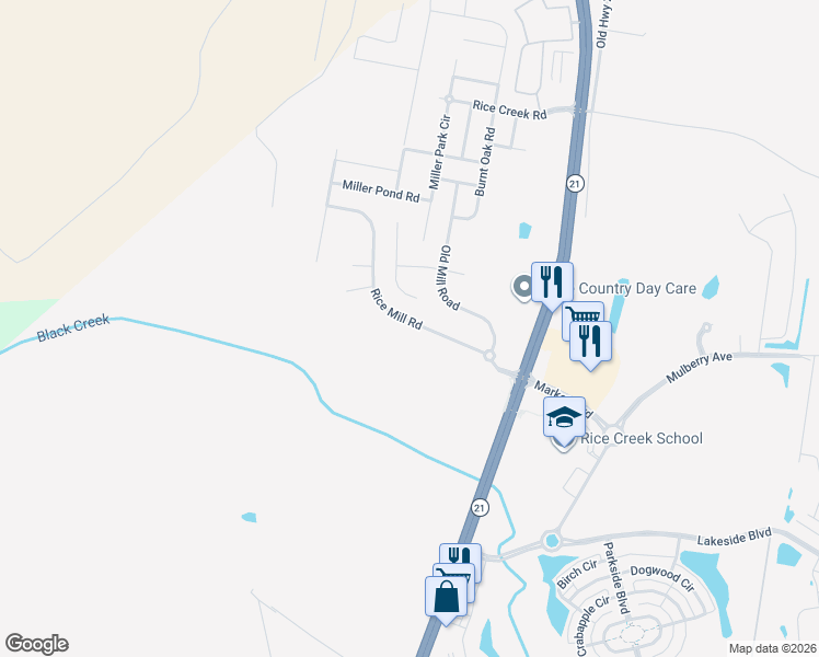 map of restaurants, bars, coffee shops, grocery stores, and more near 39 Rice Mill Road in Savannah