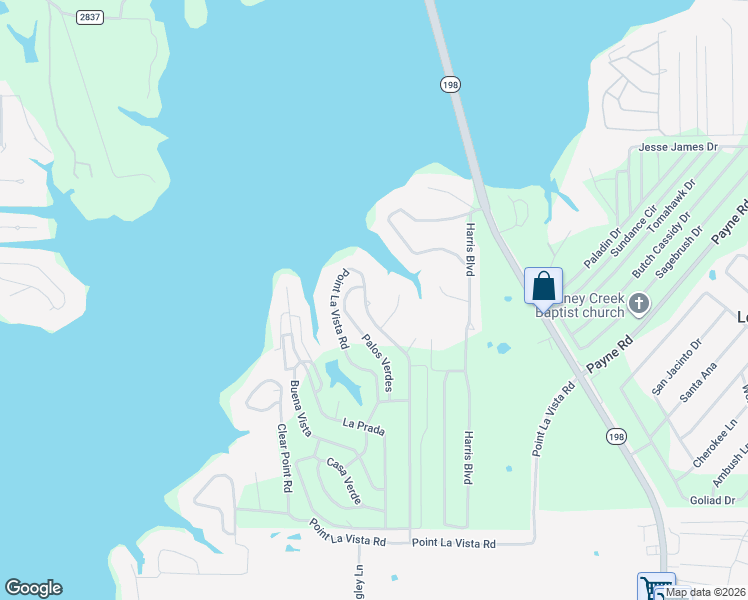 map of restaurants, bars, coffee shops, grocery stores, and more near 5350 Point Lavista Road in Malakoff