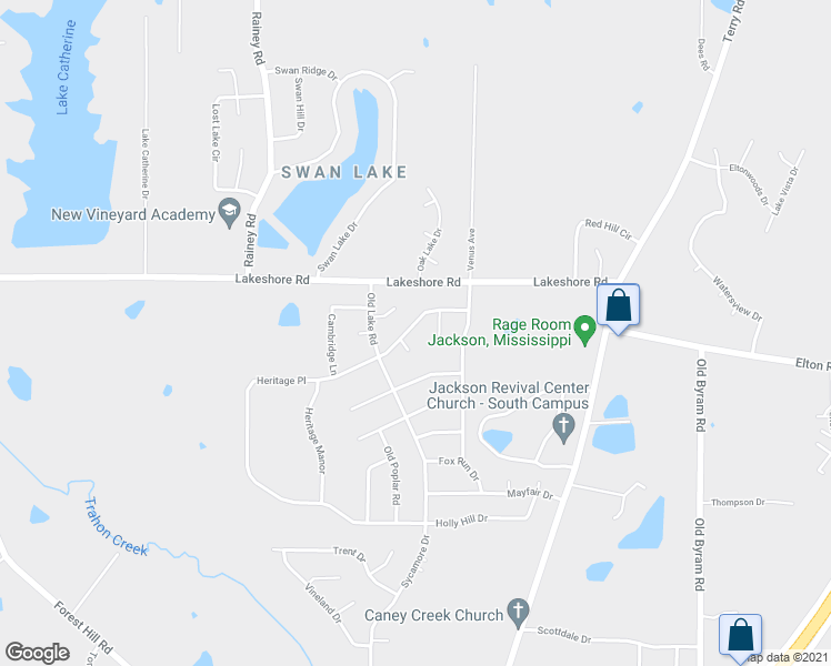 map of restaurants, bars, coffee shops, grocery stores, and more near 421 Heritage Place in Jackson
