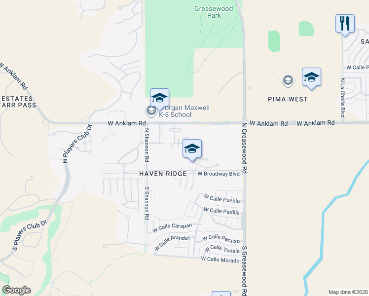 map of restaurants, bars, coffee shops, grocery stores, and more near 2773 West Anklam Road in Tucson