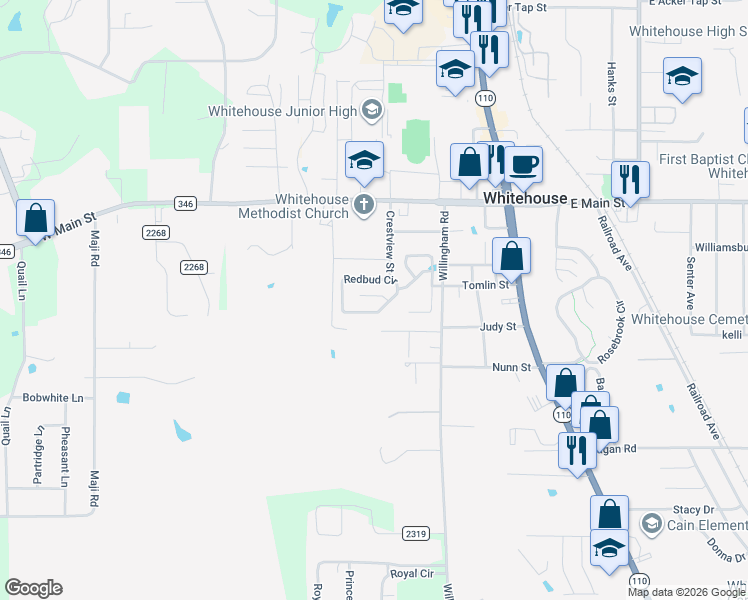 map of restaurants, bars, coffee shops, grocery stores, and more near 405 Magnolia Court in Whitehouse