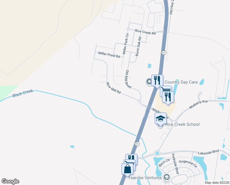 map of restaurants, bars, coffee shops, grocery stores, and more near 39 Rice Mill Road in Savannah