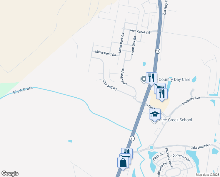 map of restaurants, bars, coffee shops, grocery stores, and more near 41 Rice Mill Road in Savannah