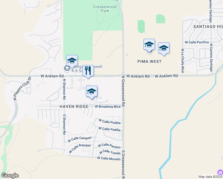 map of restaurants, bars, coffee shops, grocery stores, and more near 275 North Greasewood Road in Tucson