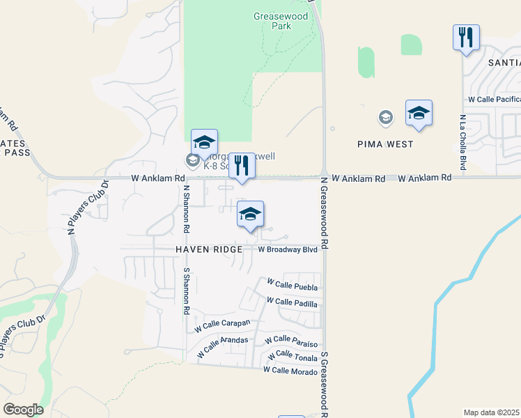 map of restaurants, bars, coffee shops, grocery stores, and more near 2785 West Anklam Road in Tucson