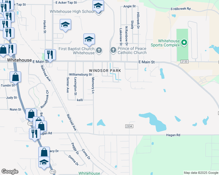 map of restaurants, bars, coffee shops, grocery stores, and more near 900 Mockingbird Lane in Whitehouse