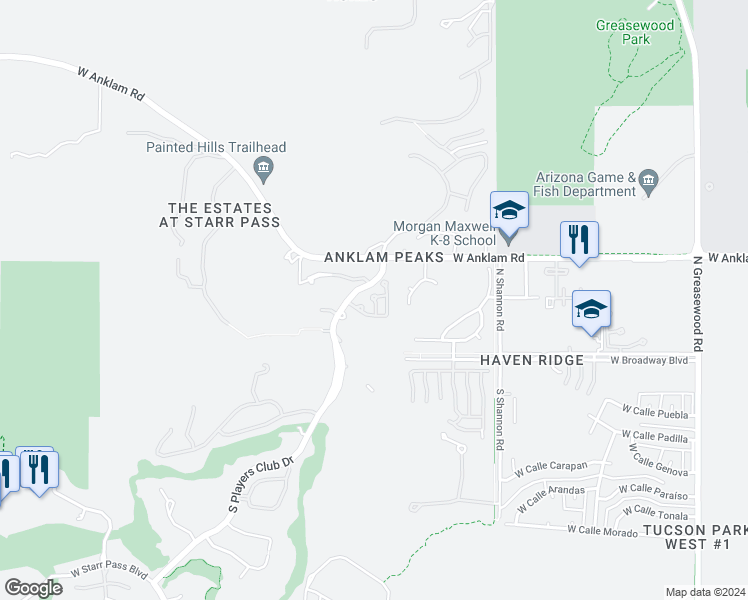 map of restaurants, bars, coffee shops, grocery stores, and more near 199 N Caviar Pl in Tucson