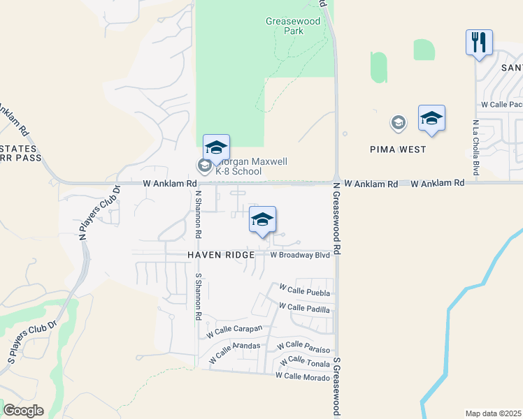 map of restaurants, bars, coffee shops, grocery stores, and more near 2773 West Anklam Road in Tucson