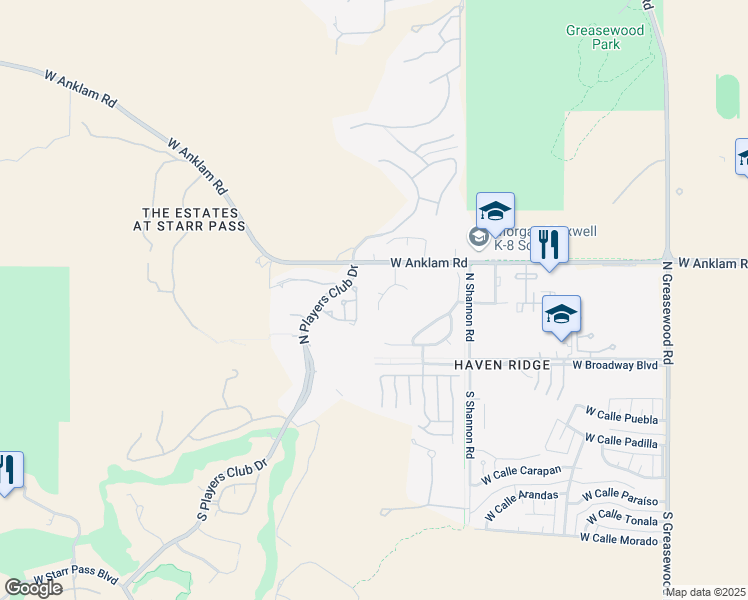 map of restaurants, bars, coffee shops, grocery stores, and more near 137 North Desert Park Place in Tucson