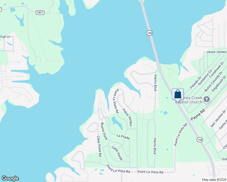 map of restaurants, bars, coffee shops, grocery stores, and more near 5398 Point Lavista Road in Malakoff