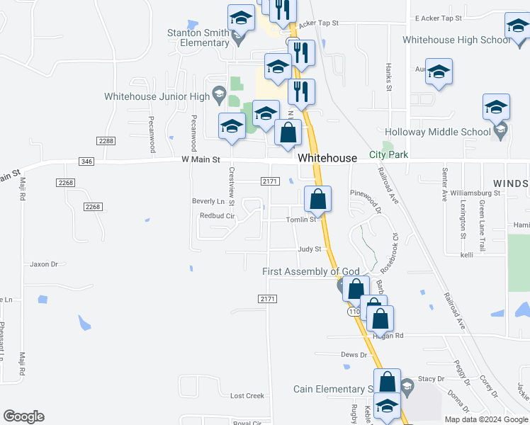 map of restaurants, bars, coffee shops, grocery stores, and more near 239 Willowbrook Lane in Whitehouse