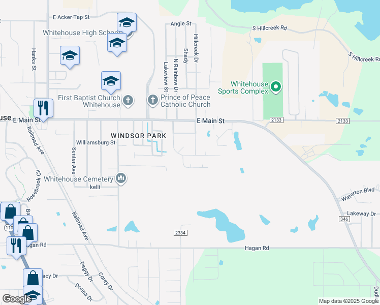 map of restaurants, bars, coffee shops, grocery stores, and more near 1109 Candice Drive in Whitehouse