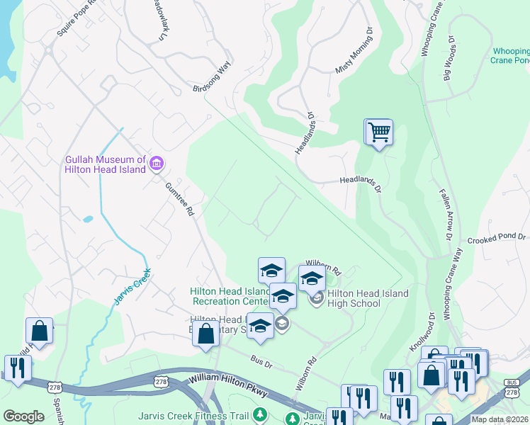 map of restaurants, bars, coffee shops, grocery stores, and more near 321 Ceasar Place in Hilton Head Island