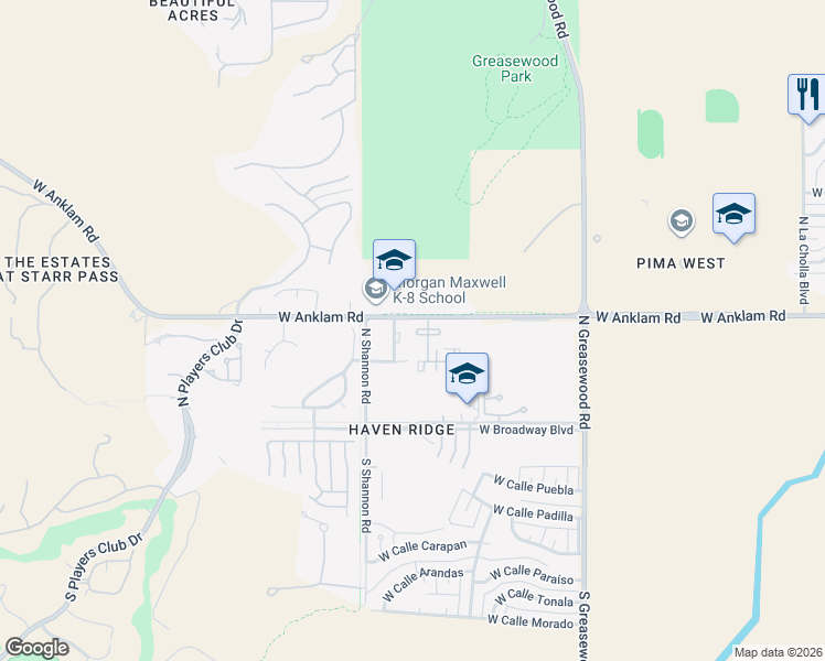 map of restaurants, bars, coffee shops, grocery stores, and more near 2753 West Anklam Road in Tucson