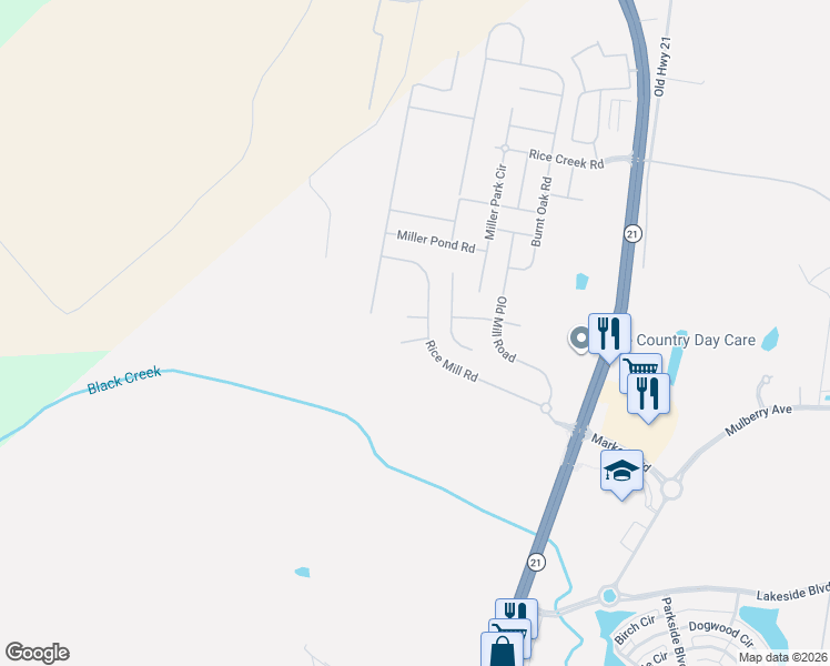 map of restaurants, bars, coffee shops, grocery stores, and more near 2 Oak Grove Court in Port Wentworth