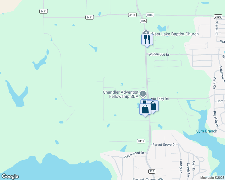 map of restaurants, bars, coffee shops, grocery stores, and more near 1887 Shiloh Estates Road in Chandler